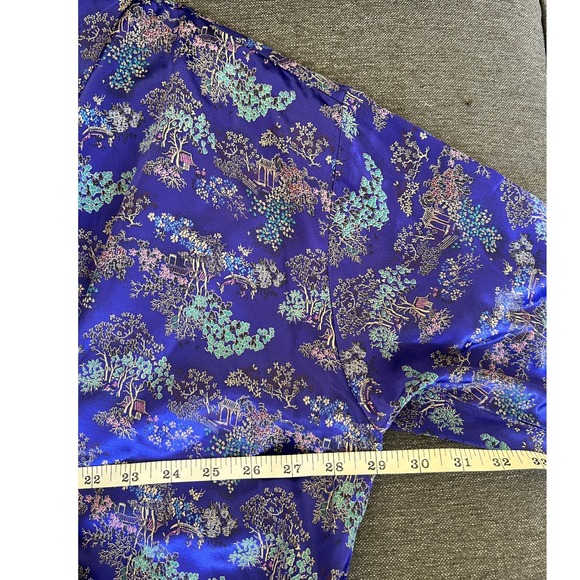 The Big‎ Shirt Carole Tomkins Asian Print Rayon Tunic Button Down Top Size 1 - Picture 7 of 8